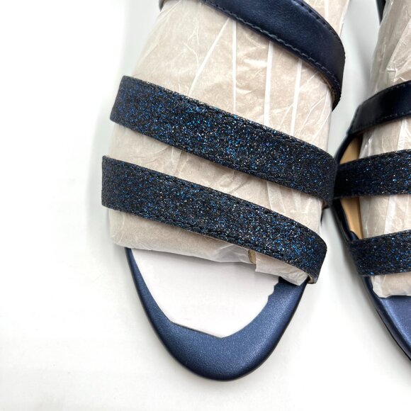 Naturalizer Womens 9.5 Navy Blue Sparkly Strappy Dress Sandals Heels Shoes - Picture 5 of 14
